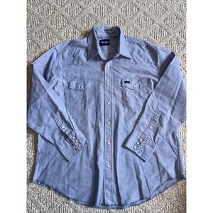 Wrangler Men's XXL‎ Cowboy Cut Indigo Blue Pearl Snap Button Up Shirt EUC